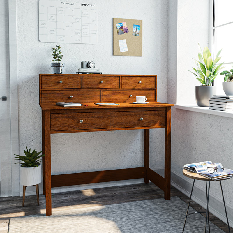 Inbox Zero Elegant Writing Desk With Storage And Hutch Wayfair